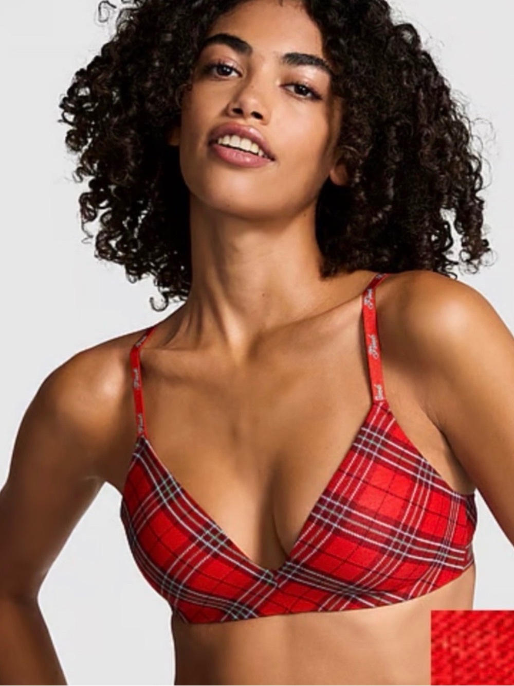 PINK Victoria's Secret Red Plaid Wireless Bralette